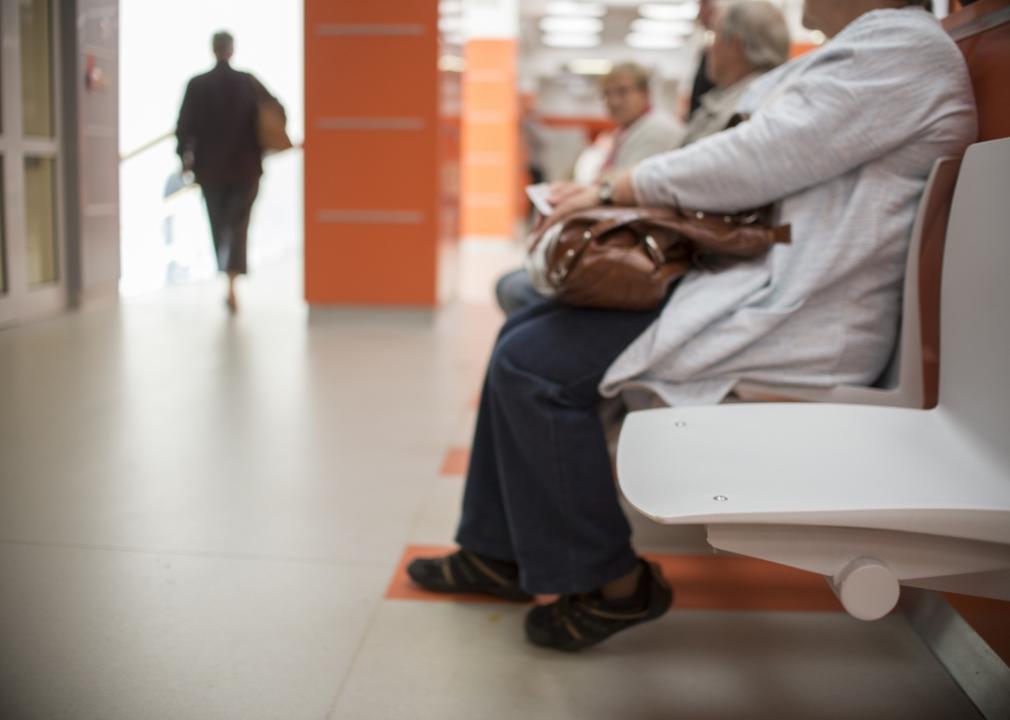 Patients in medical waiting room.