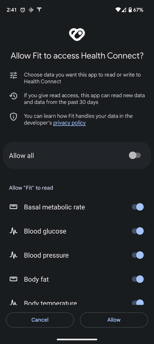 Enable Health Connect on Google Fit