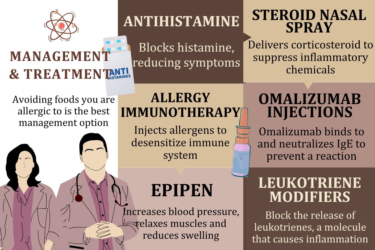 A diagram showing different treatment methods for food allergies