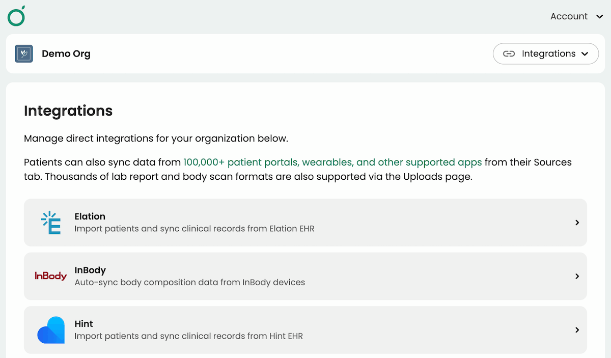 Selecting Hint in the Integrations tab of the Guava Provider Dashboard to enable the integration