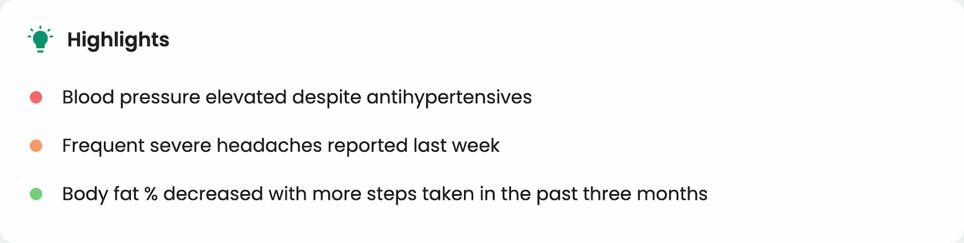 AI-generated highlights in the Guava Provider Dashboard showing new patient body composition data