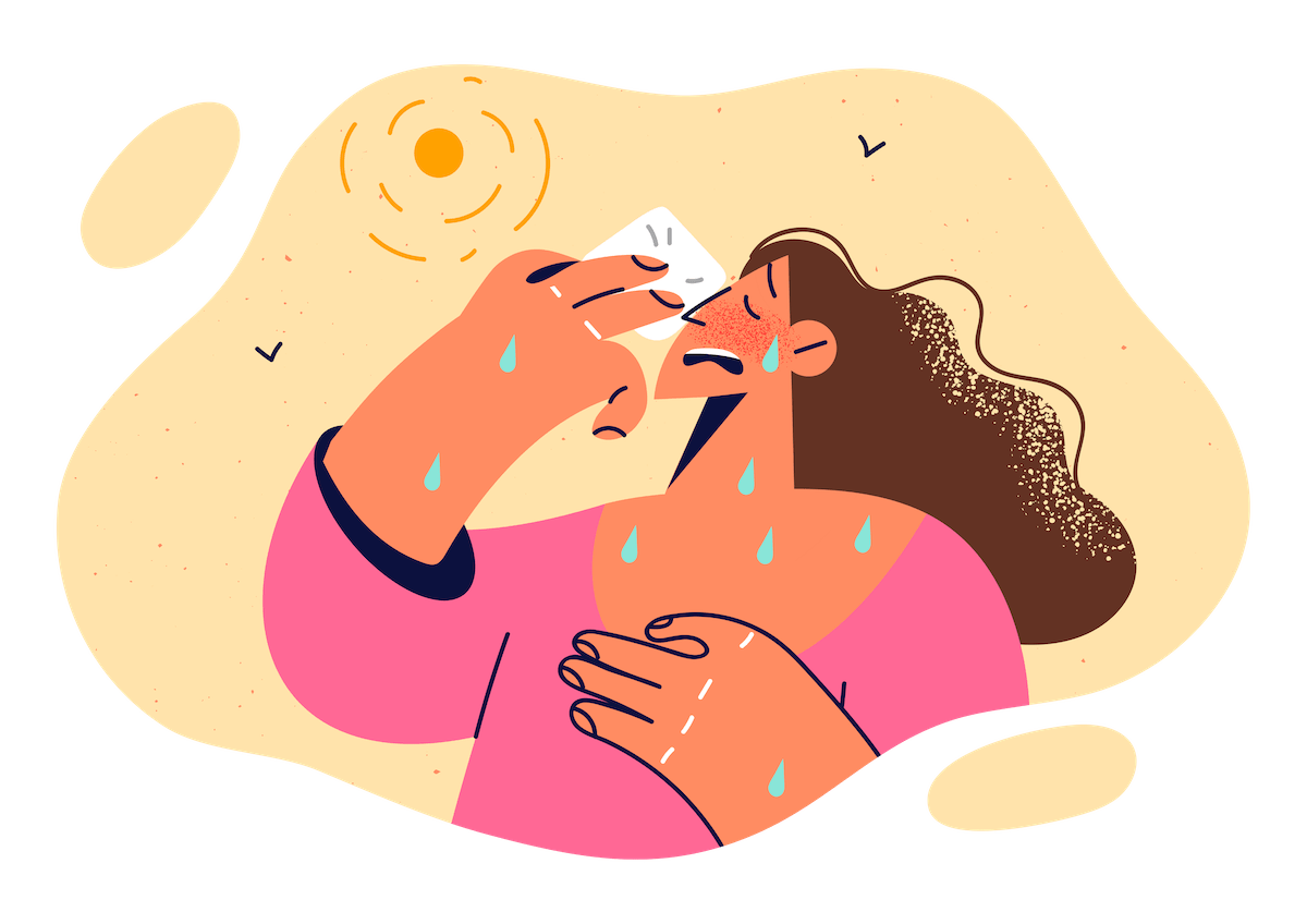 woman sweating from heat