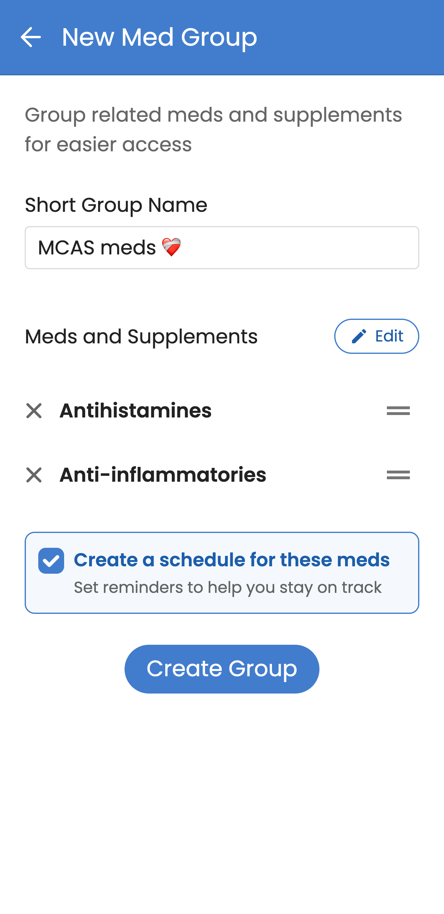 Medication tracking in Guava