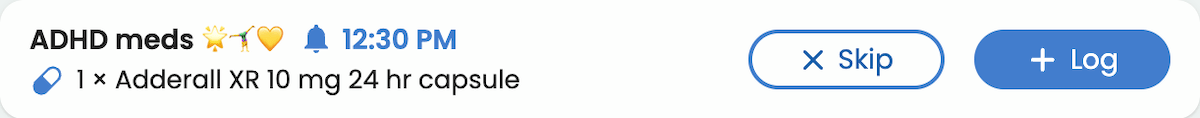 Custom notification from the Guava daily medication tracker to help ADHD routines