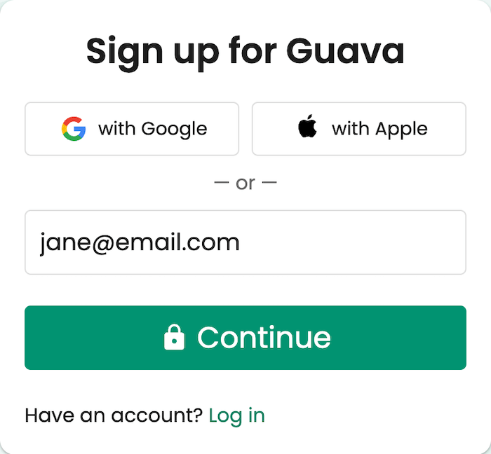 Signing up for Guava from a Provider Dashboard invite