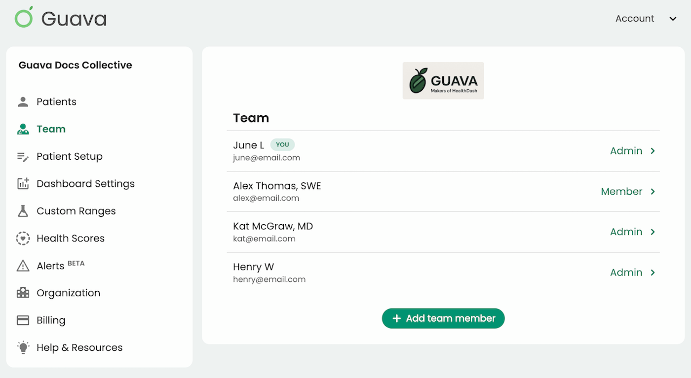 Inviting team members to your Provider Dashboard