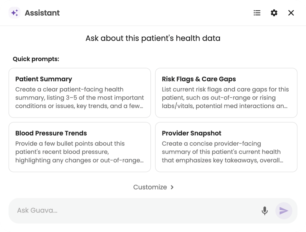 Customizable AI medical record summaries across patient history for physicians