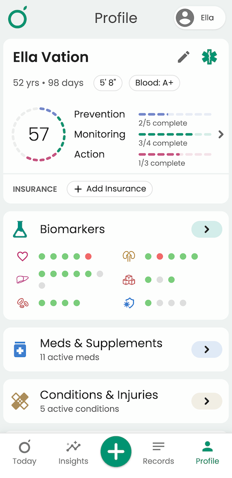 Patient profile view in Guava