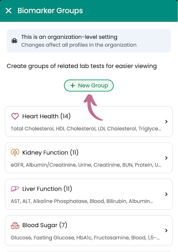 Creating a new biomarker group from scratch in Guava Provider Dashboard