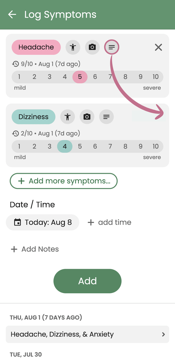 How to get to symptom tags