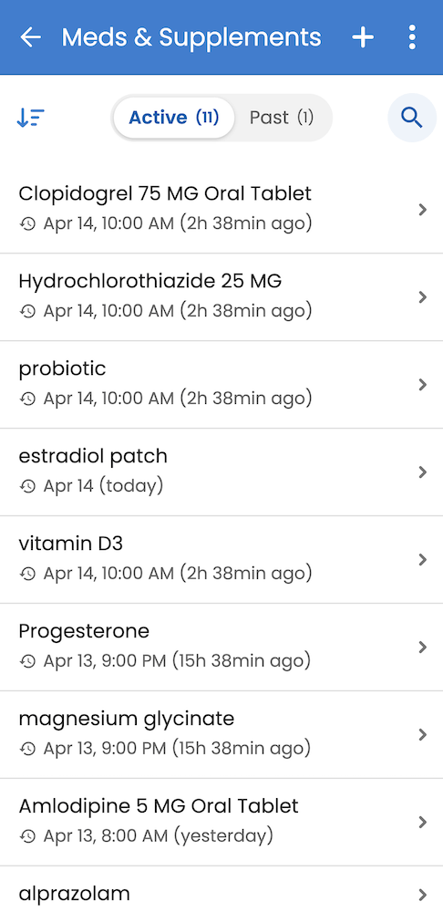active medications list on Guava