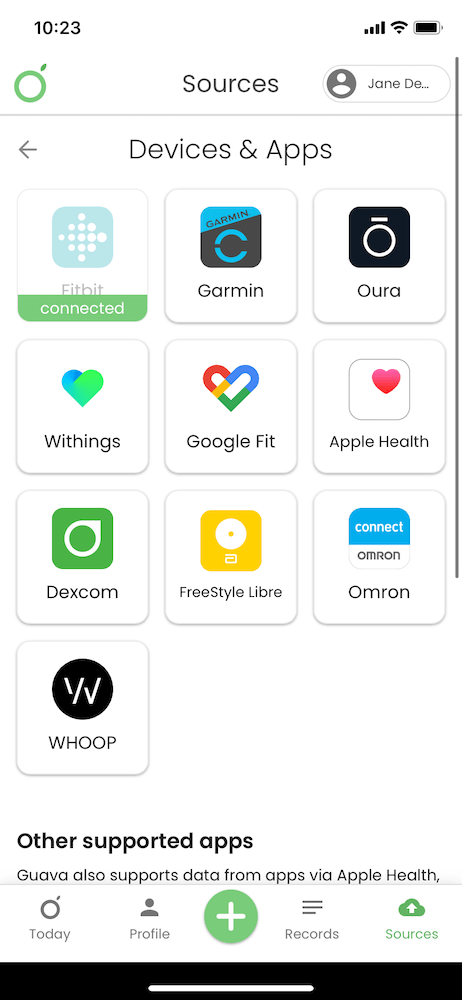 decives and apps connected to Guava