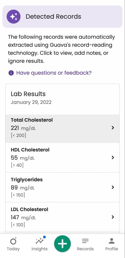 Editing health records from uploaded records in Guava