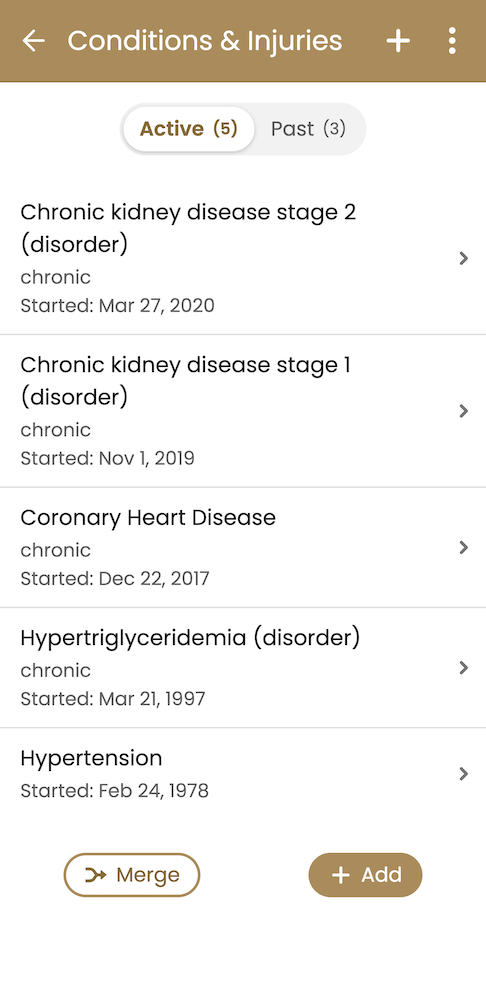 list of active conditions on Guava