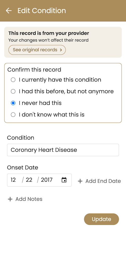 edit active conditions list on Guava