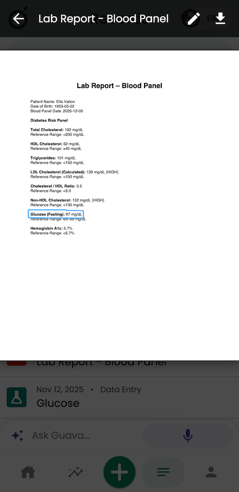 lab records uploaded to Guava