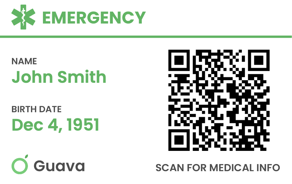 guava emergency card front