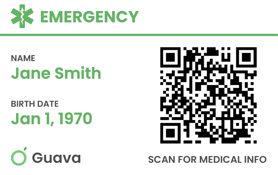 guava emergency card front